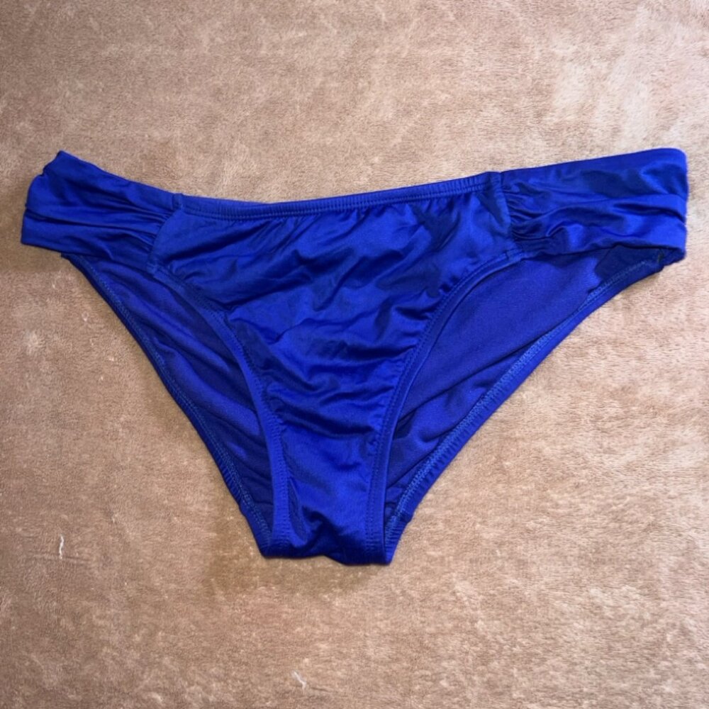 Liz Claiborne Women 6 Royal Blue‎ Bikini Layered Ruffled Side Beach Swim Bottom